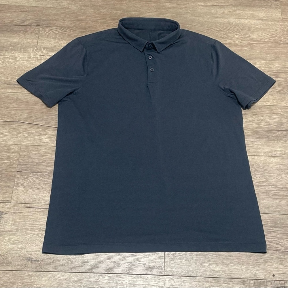 Lululemon Polo Shirt Short Sleeve Mens Navy Blue Golf Performance Athletic Top